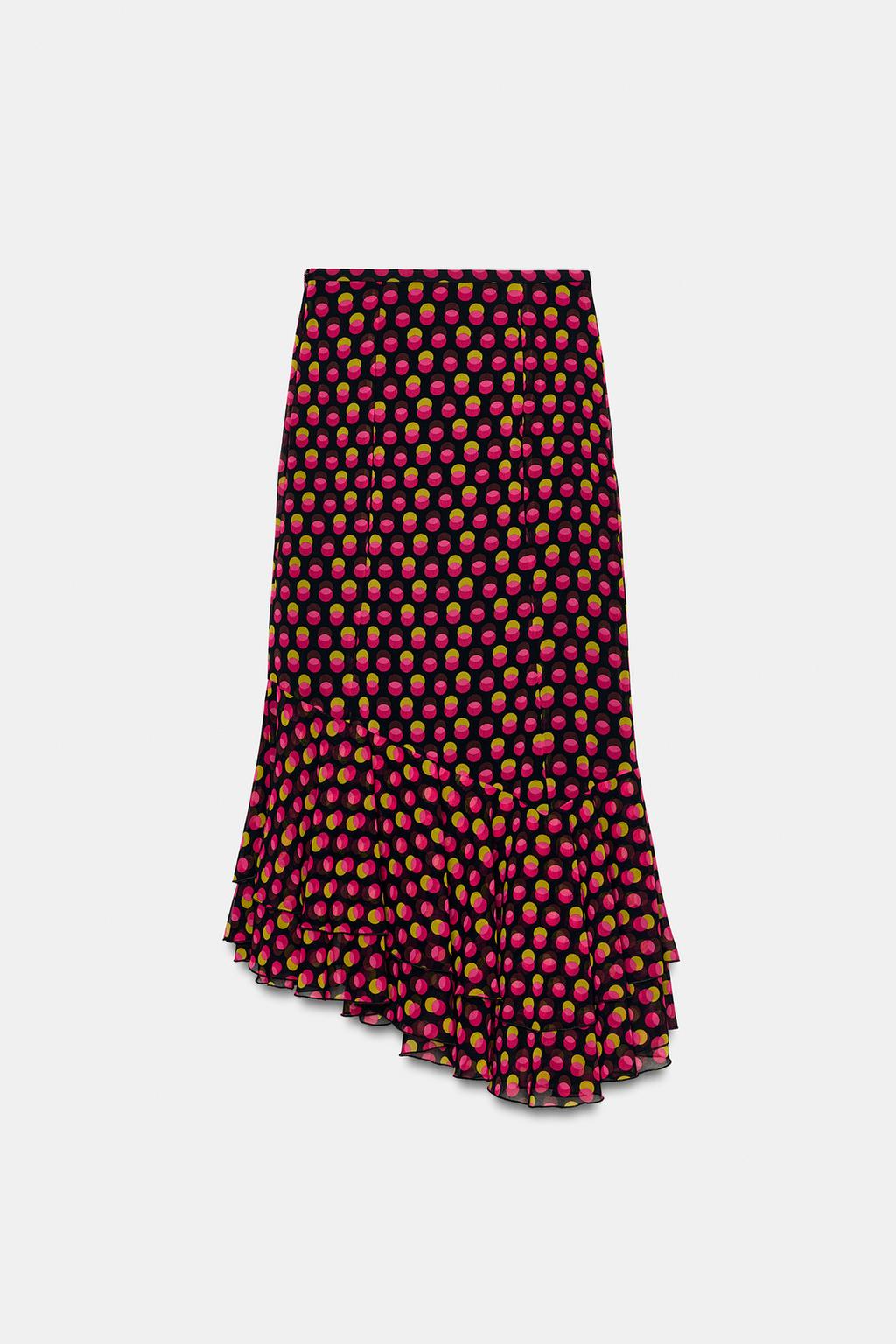 Jupe Mi-longue Asymétrique à Pois (4)