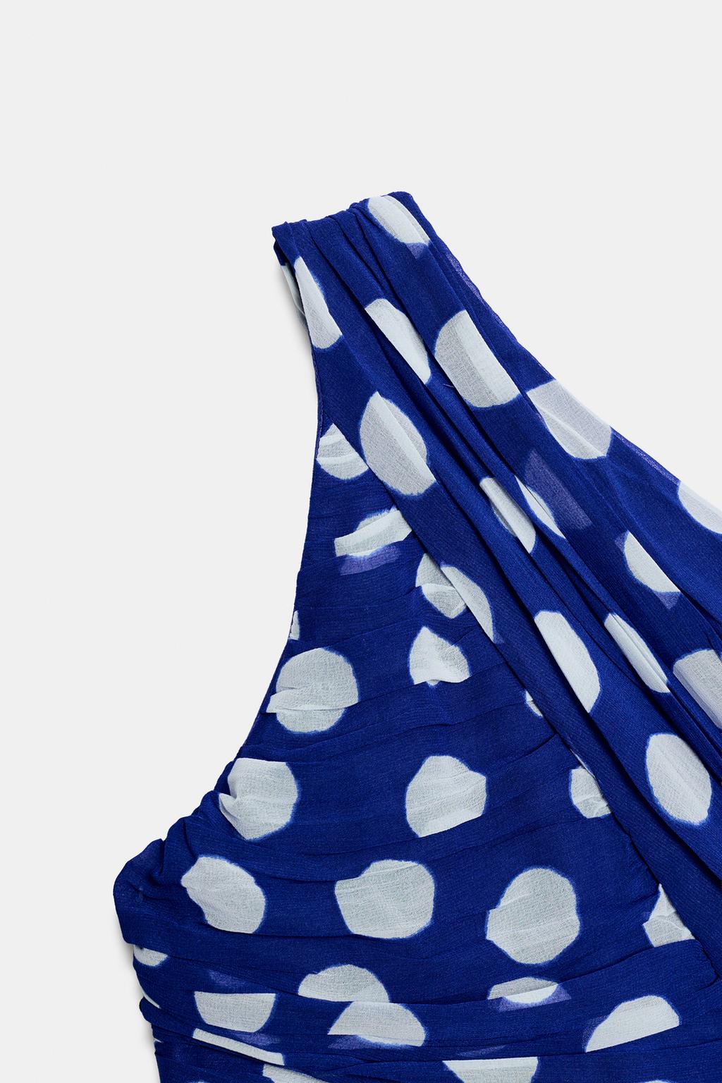 Robe Courte Drapée à Pois (4)